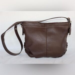 Coach Elegant Brown Leather Shoulder Bag Duffle